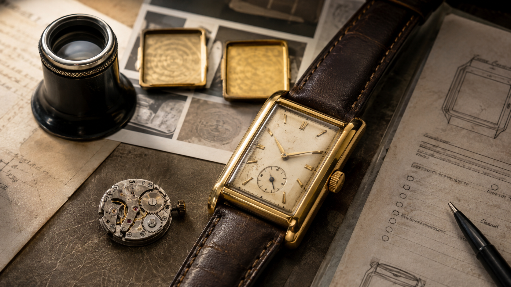 A vintage rectangular watch examined for case, dial, movement, restoration and provenance