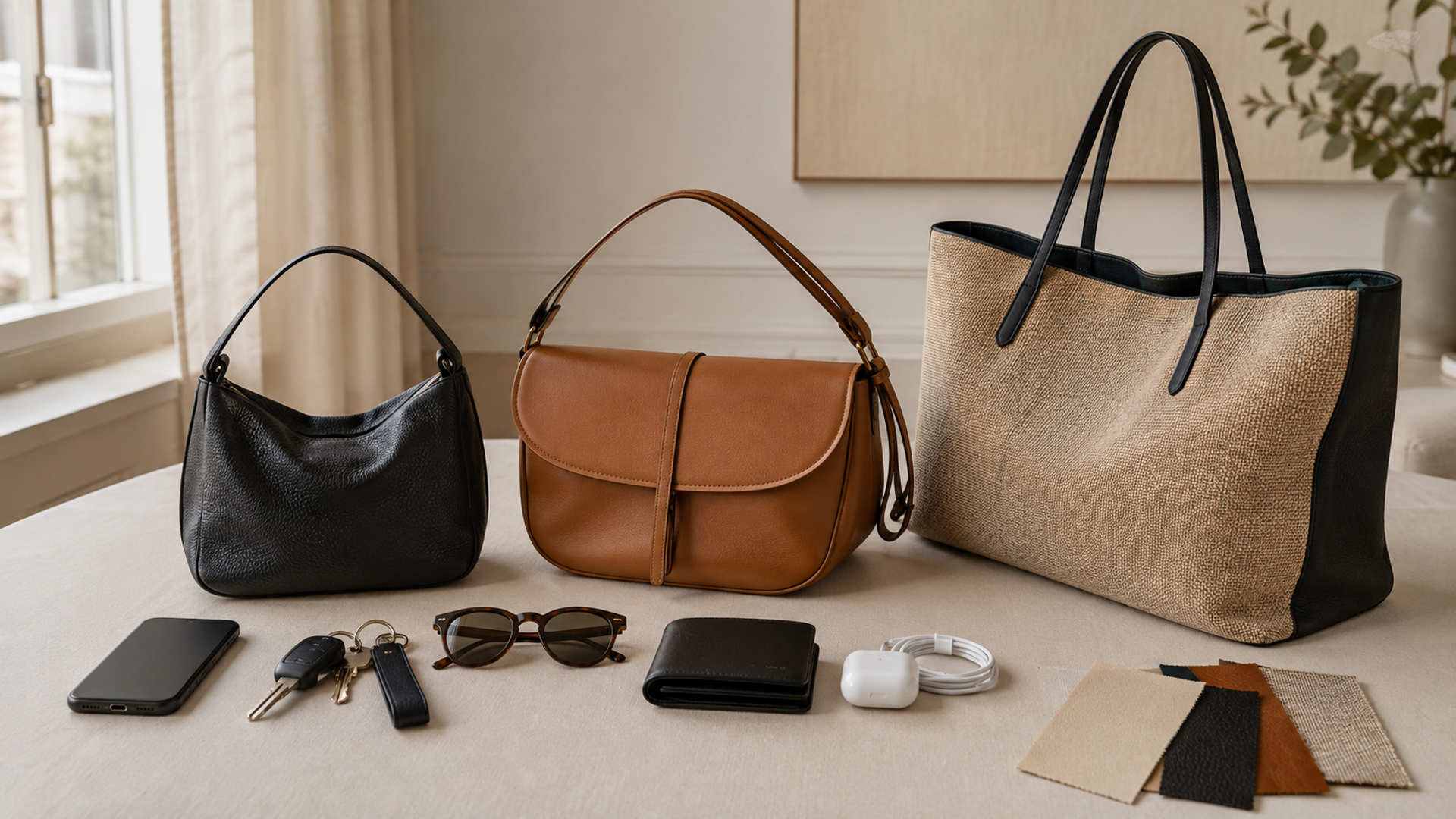 Designer bags tested with real daily objects for capacity, comfort, closure and material ageing