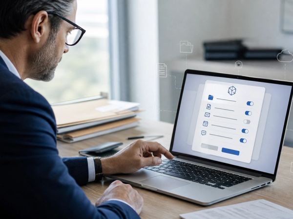 Executive reviewing AI agent file and app permissions before connecting work data
