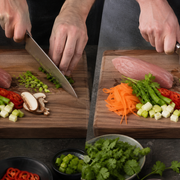 Chef's Knife vs Santoku shown in a practical side-by-side comparison