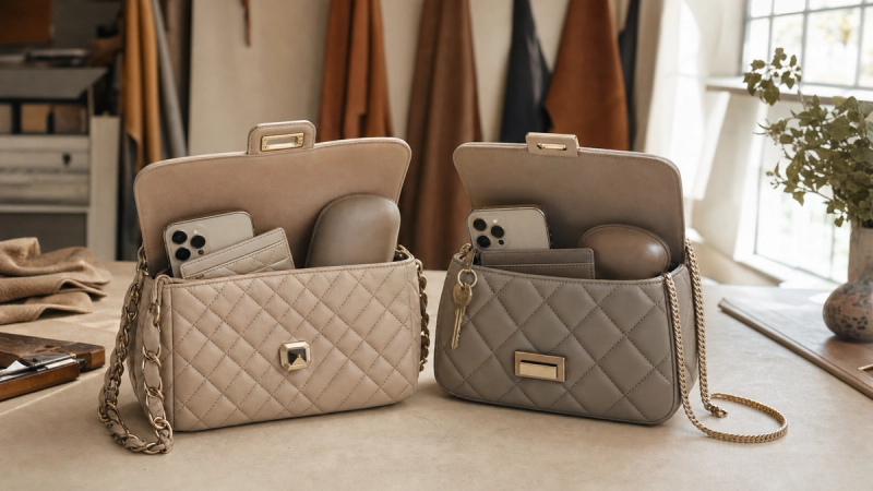 Two quilted flap bags compared by lock, chain, capacity and everyday styling