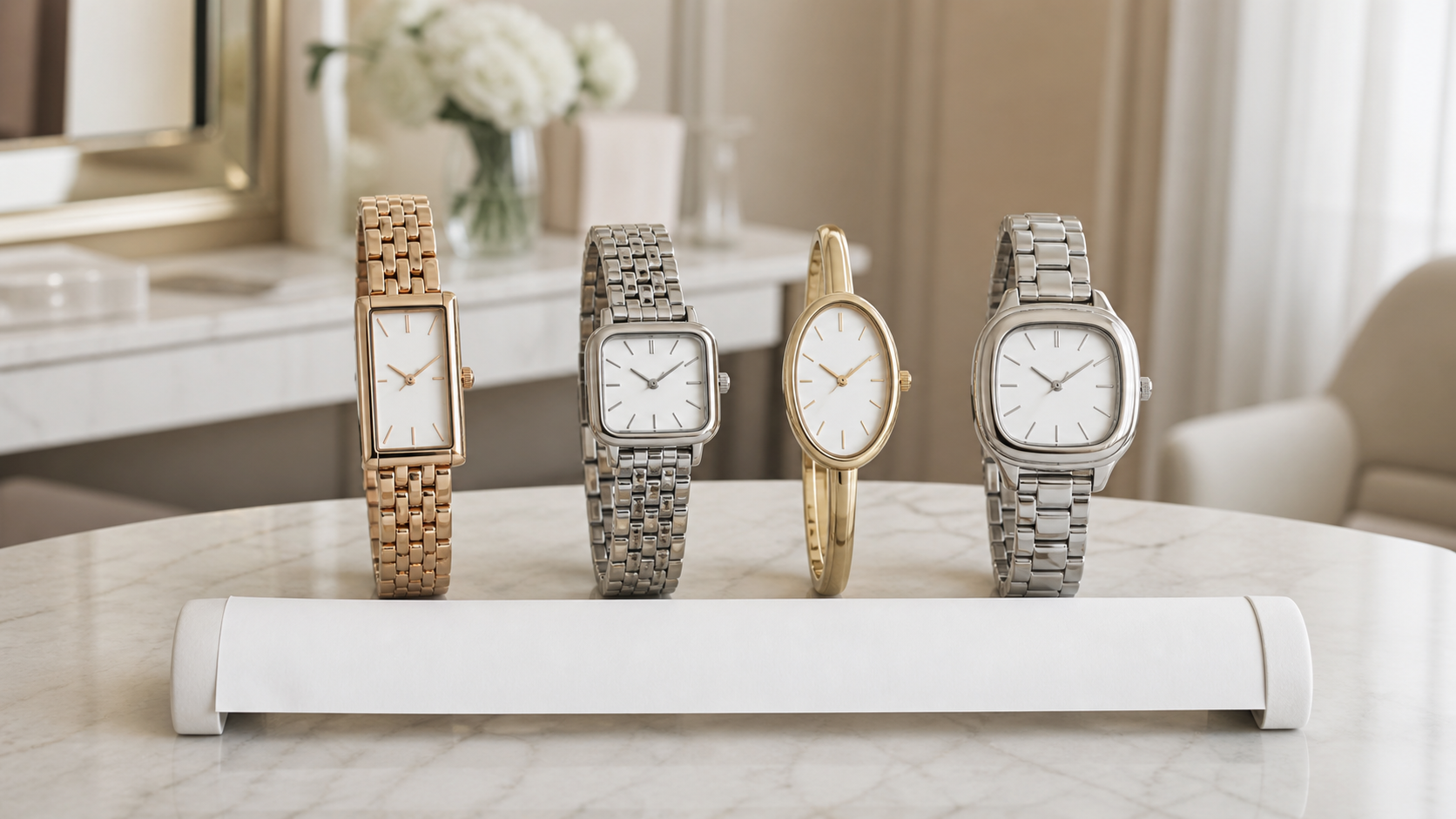 Four differently shaped luxury watches compared for wrist fit, bracelet drape and daily use