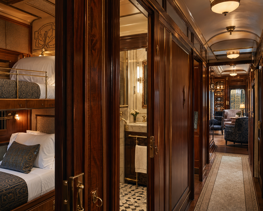 Historic berth, private suite and grand accommodation aboard an Art Deco luxury train