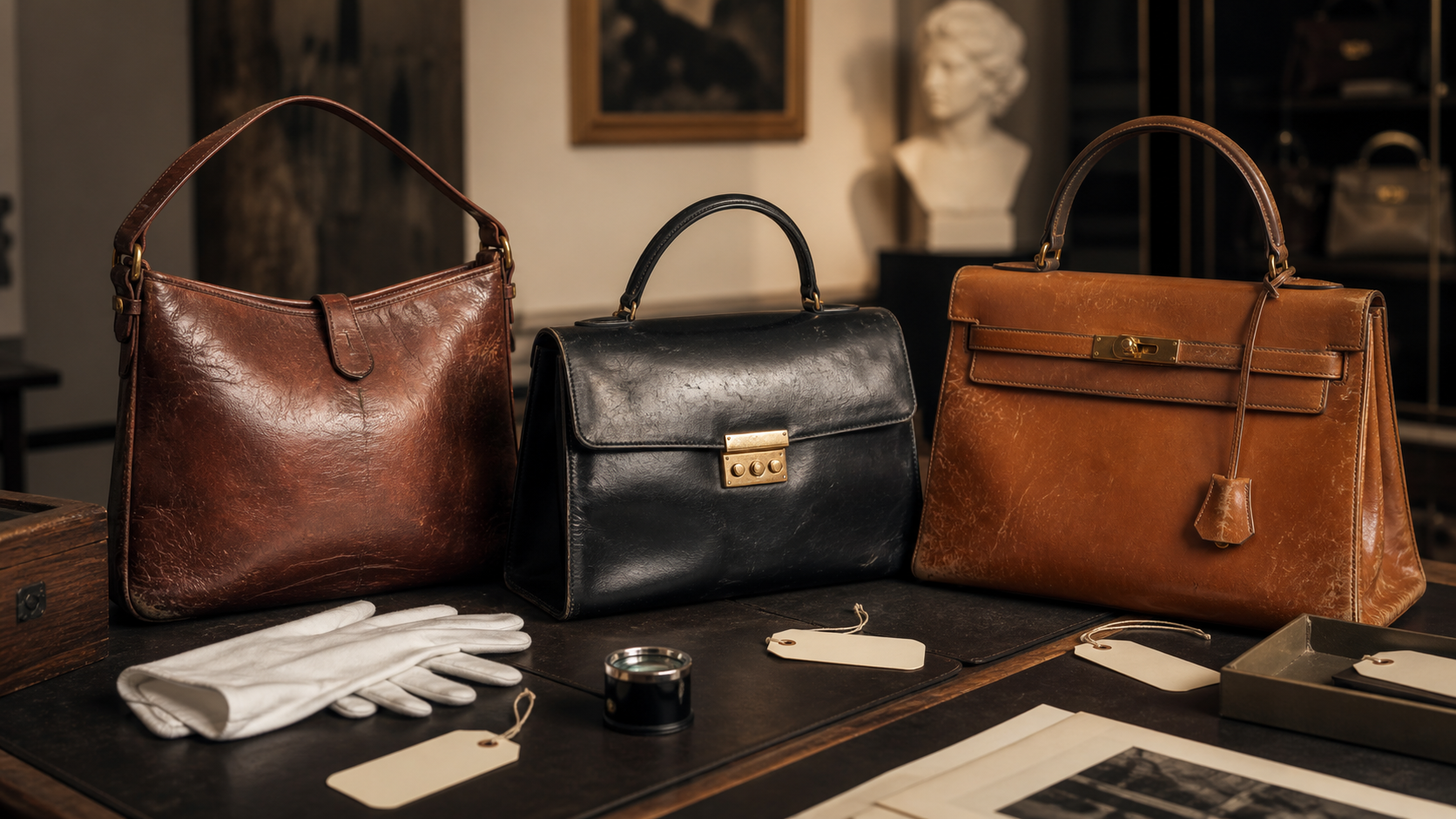 Vintage designer handbags inspected for condition, authenticity and restoration