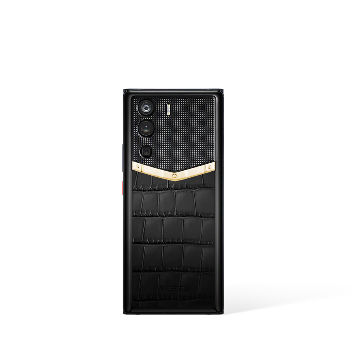 A detailed view of the intricate craftsmanship on a luxury smartphone.