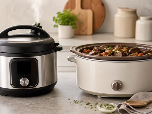 Pressure Cooker vs Slow Cooker shown in a practical side-by-side comparison