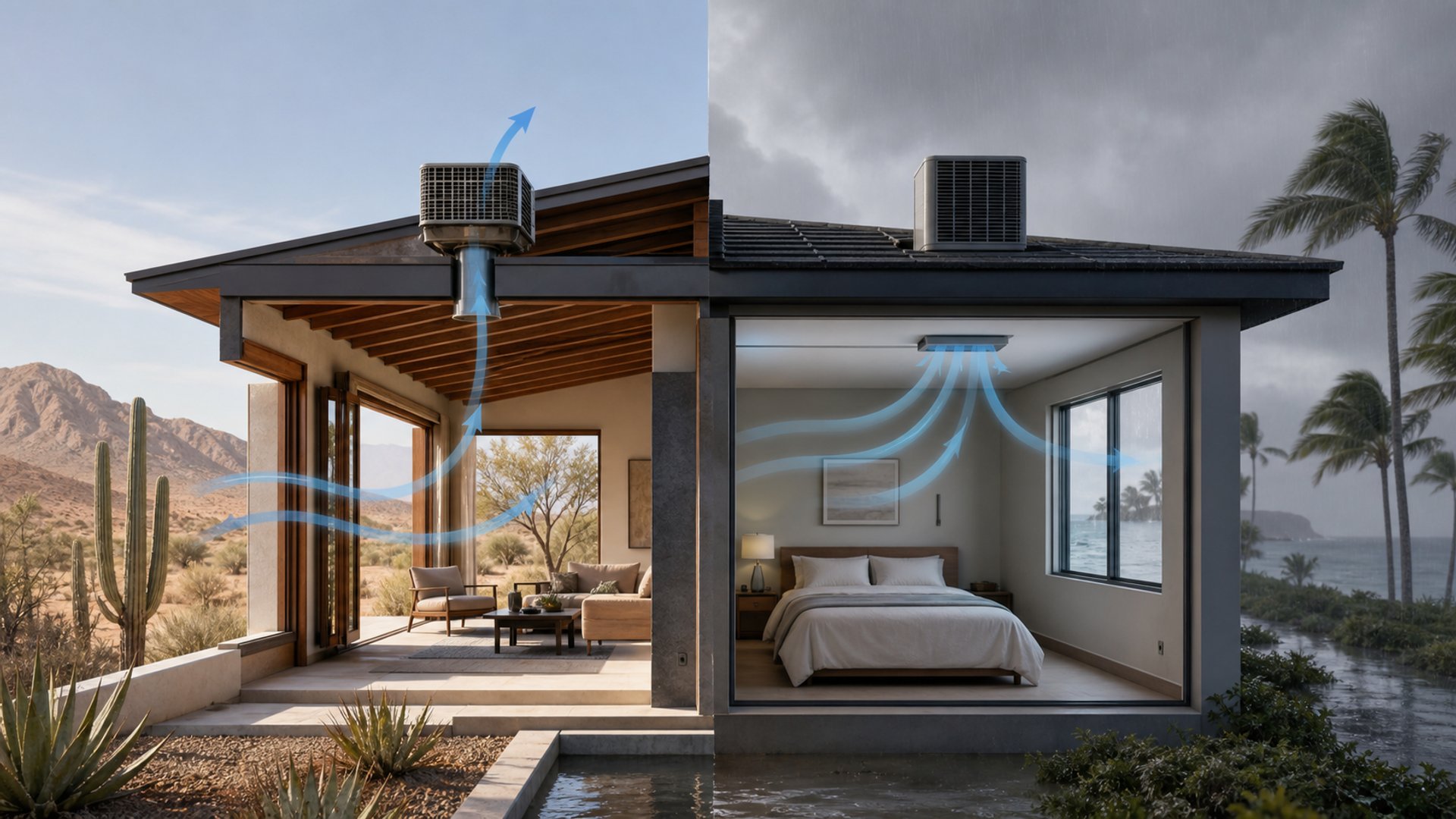 Evaporative Cooler vs Air Conditioner shown in a practical side-by-side comparison