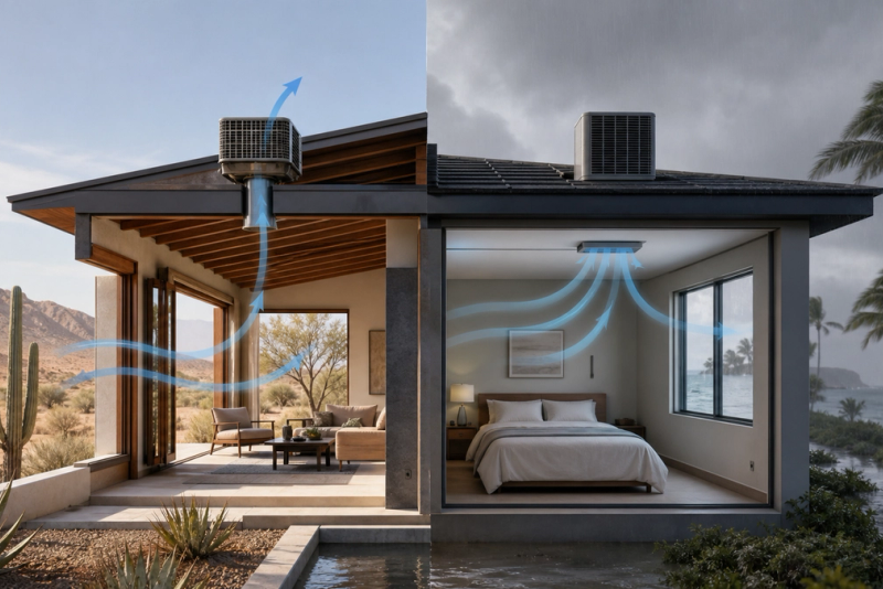 Evaporative Cooler vs Air Conditioner shown in a practical side-by-side comparison