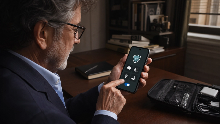 High-risk professional reviewing mobile restrictions before enabling Lockdown Mode