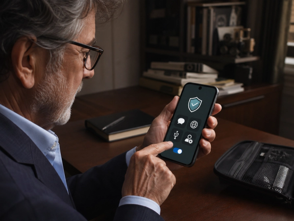 High-risk professional reviewing mobile restrictions before enabling Lockdown Mode
