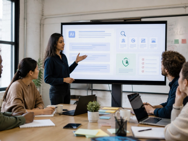 Editorial scene illustrating AI Literacy: A Practical Framework for Work and Study