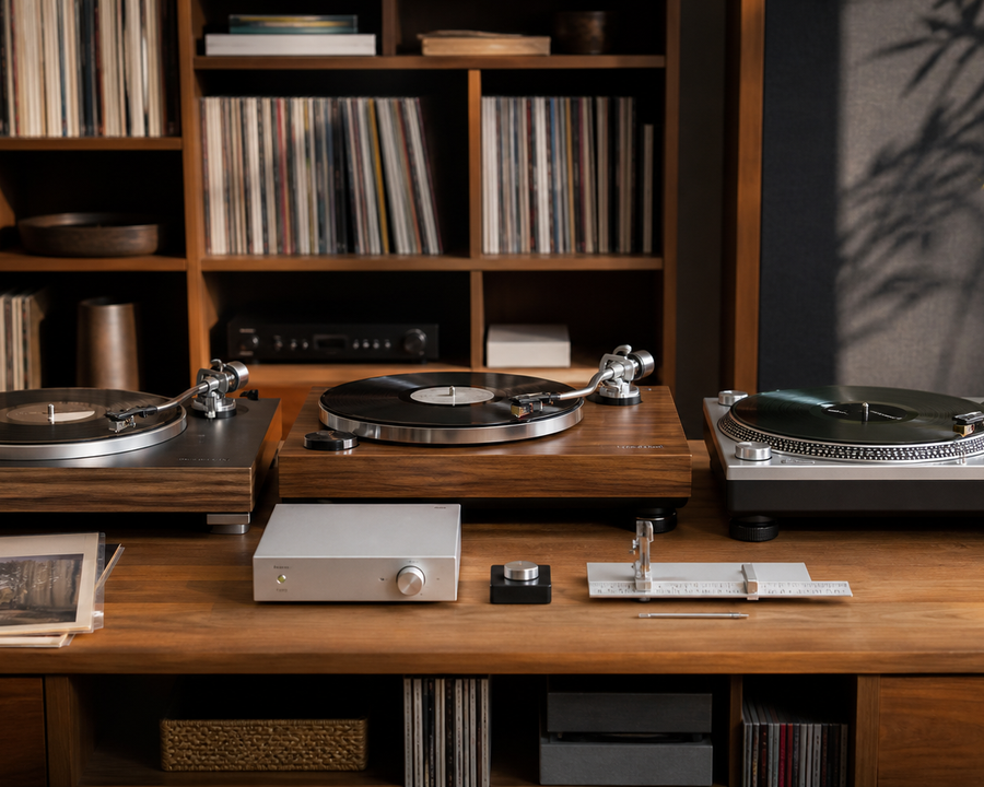 Integrated, belt-drive and direct-drive turntable systems compared