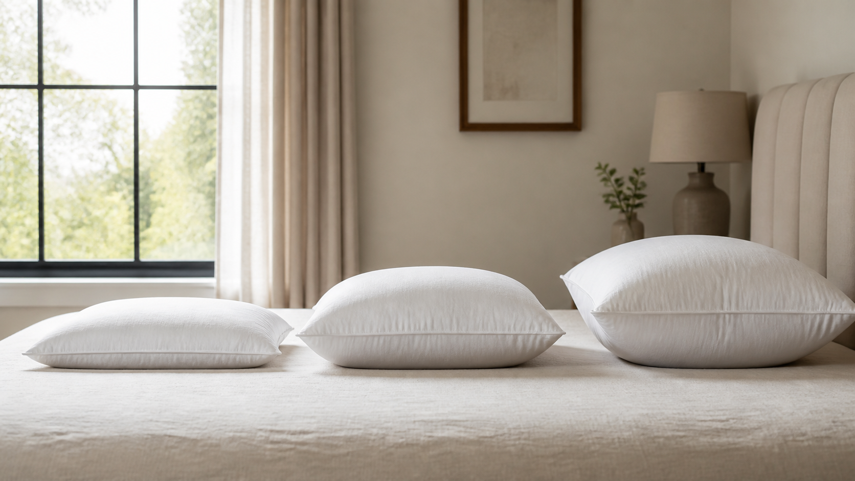 Three pillow lofts and contours arranged for different sleeping positions