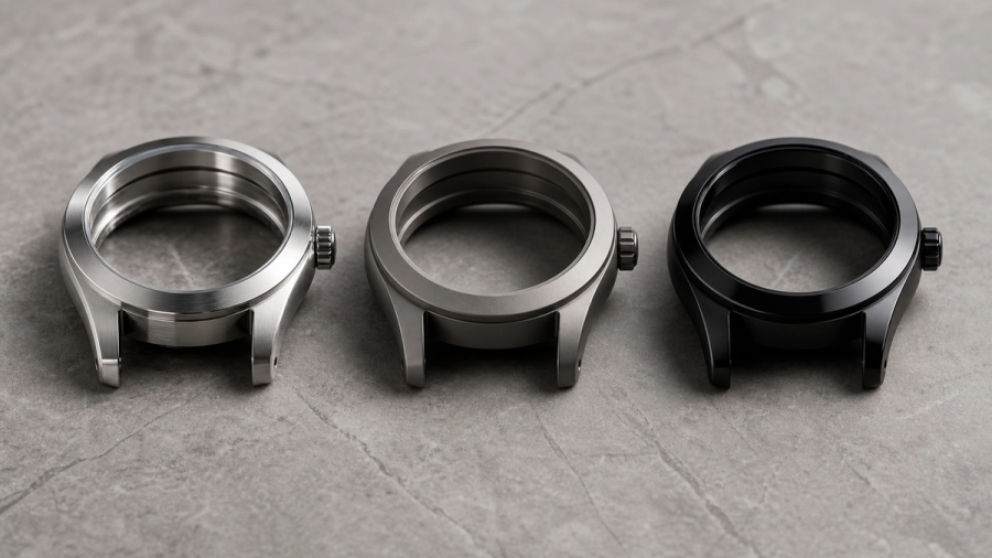 Steel, titanium and ceramic luxury watch cases compared side by side