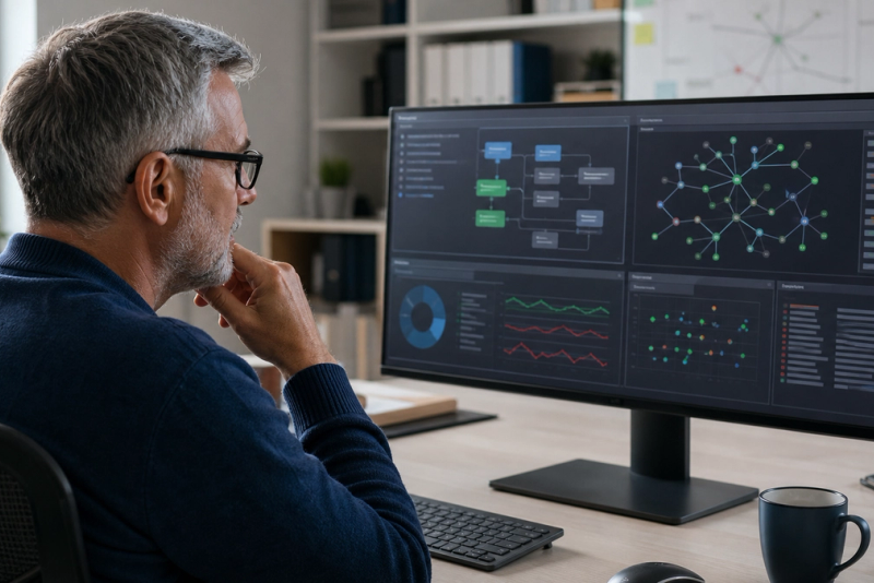 Developer reviewing the maintenance risks of an AI-generated codebase