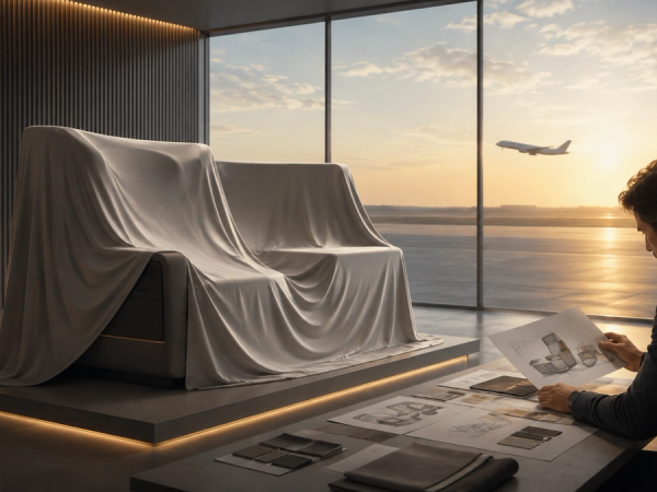 Covered future business-class seat beside a confirmed-versus-unknown evidence ledger