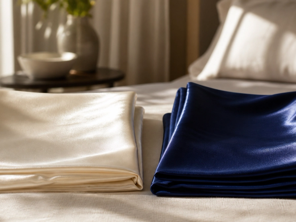 Silk and synthetic satin pillowcases compared by texture and lustre