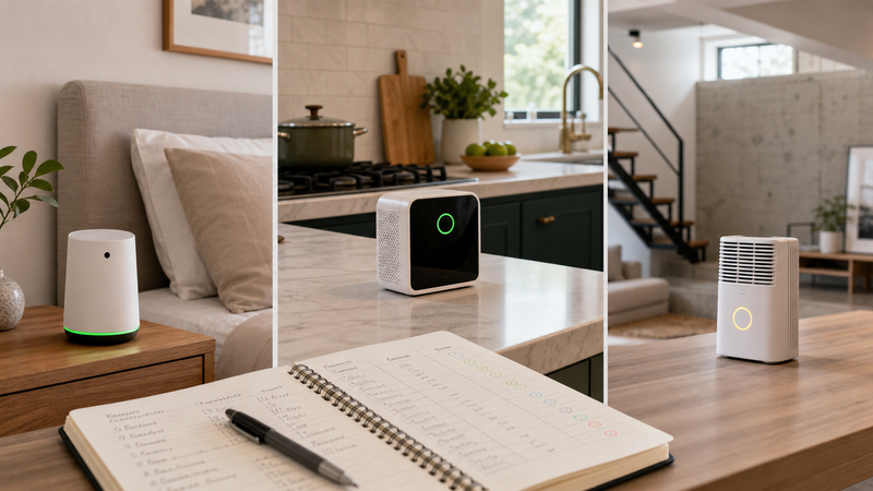 Indoor air-quality monitors compared across bedroom, kitchen and basement use cases