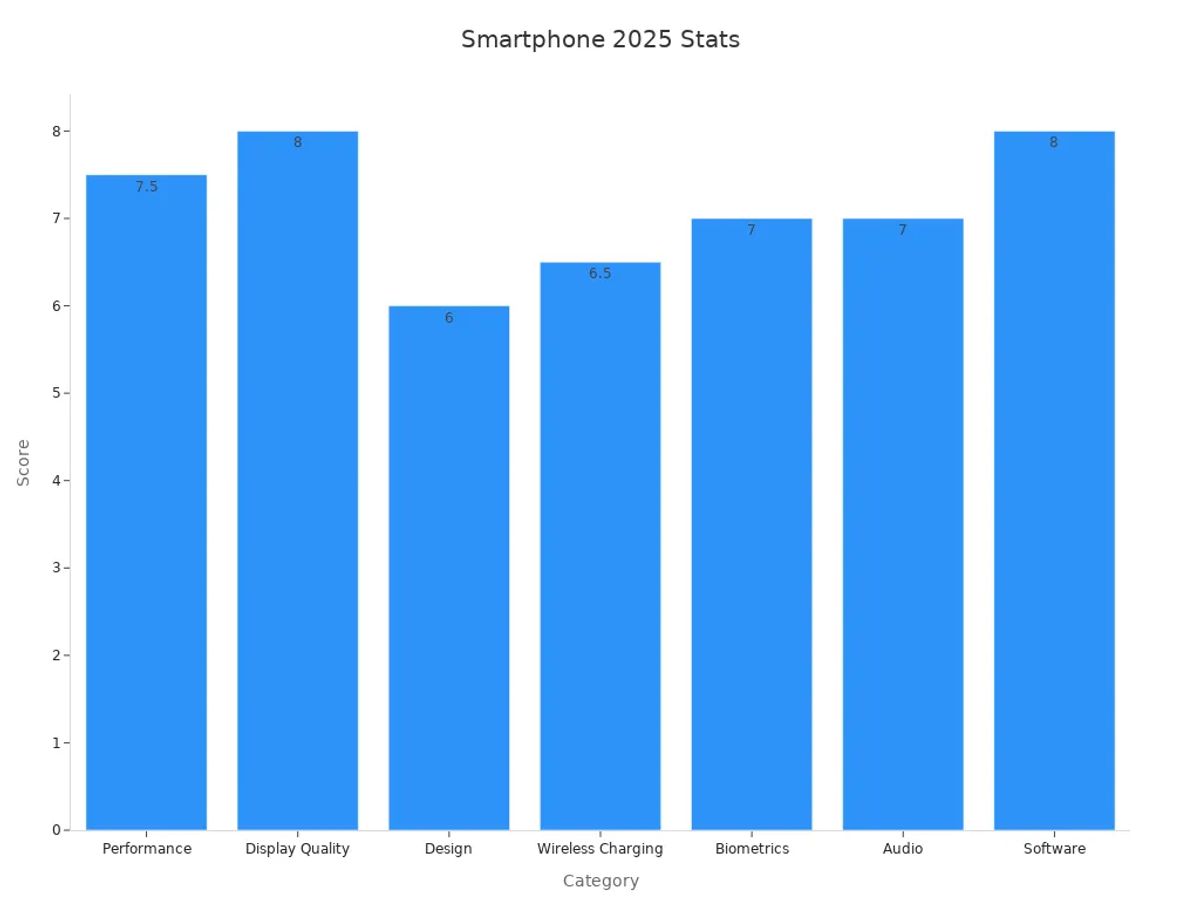 Bar chart showing numerical smartphone scores across various features