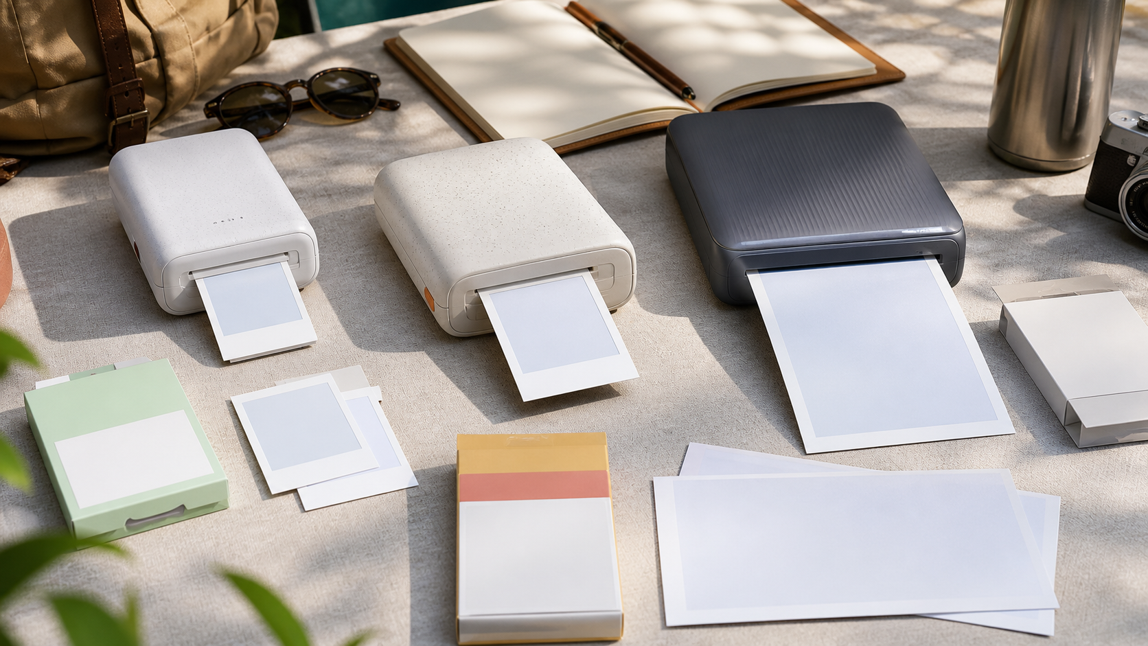 Pocket, instant-film and dye-sub portable photo printers compared by output size