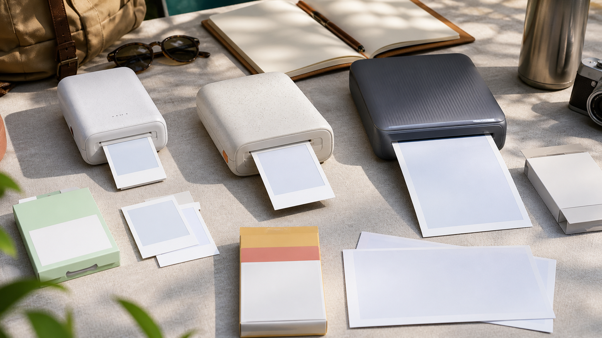 Pocket, instant-film and dye-sub portable photo printers compared by output size
