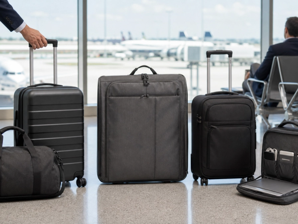 Business travel luggage selected for five trip patterns
