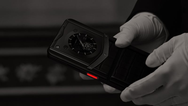 A close-up of a bespoke alligator skin finish on a luxury device.