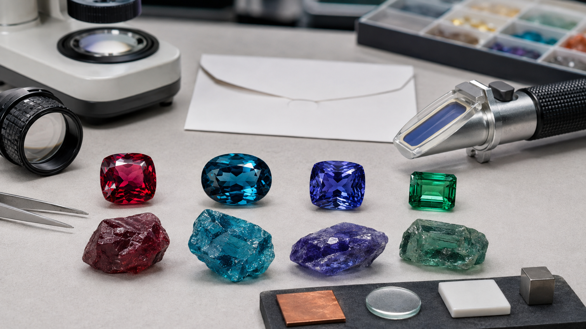 Rare coloured gemstones compared by identification, origin, treatment, durability and market depth