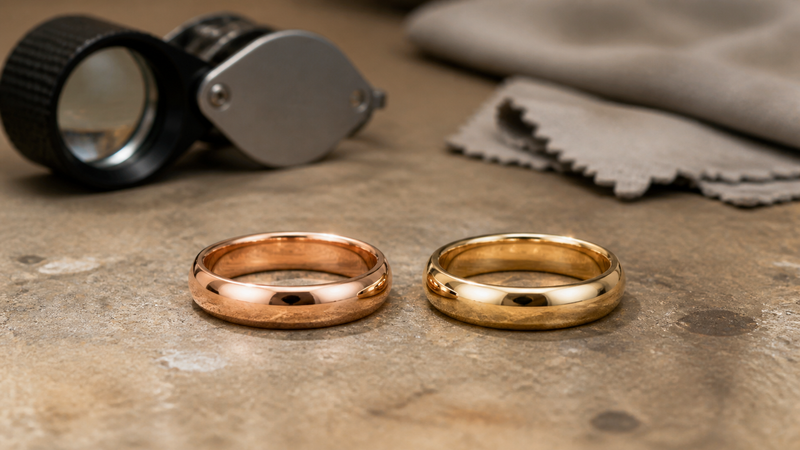 Rose Gold vs Yellow Gold shown in a practical side-by-side comparison