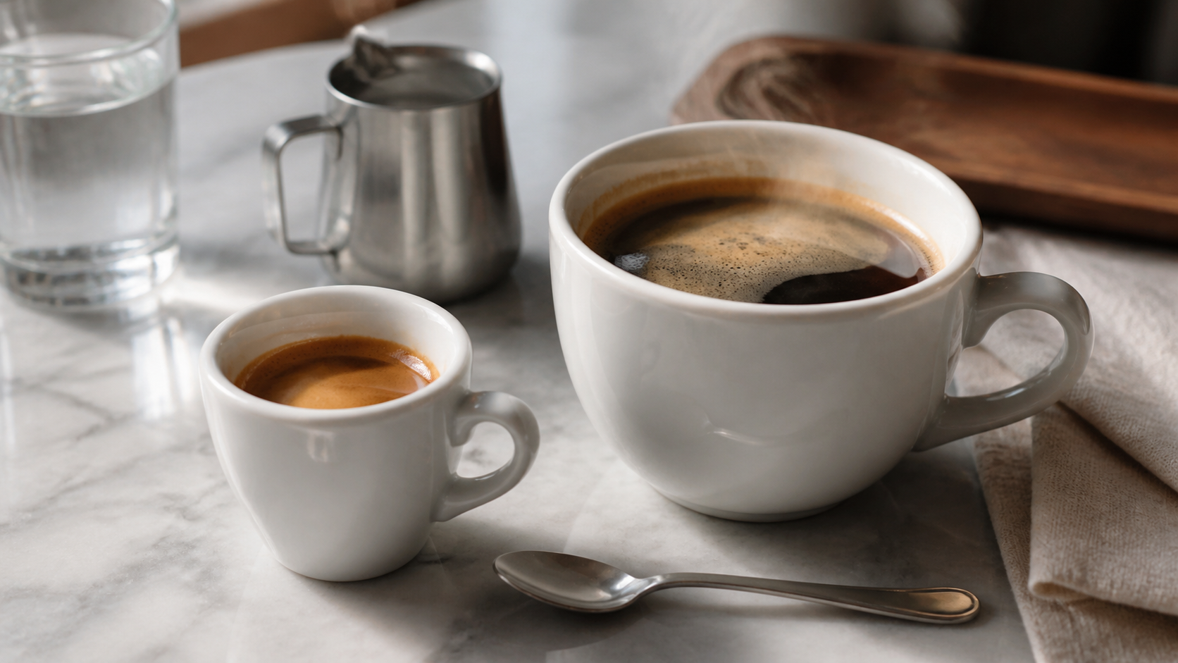 Espresso vs Americano shown in a practical side-by-side comparison