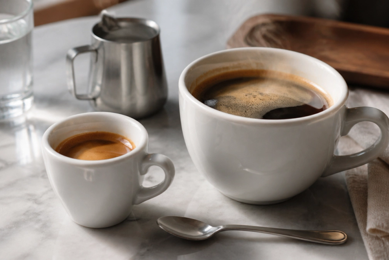 Espresso vs Americano shown in a practical side-by-side comparison