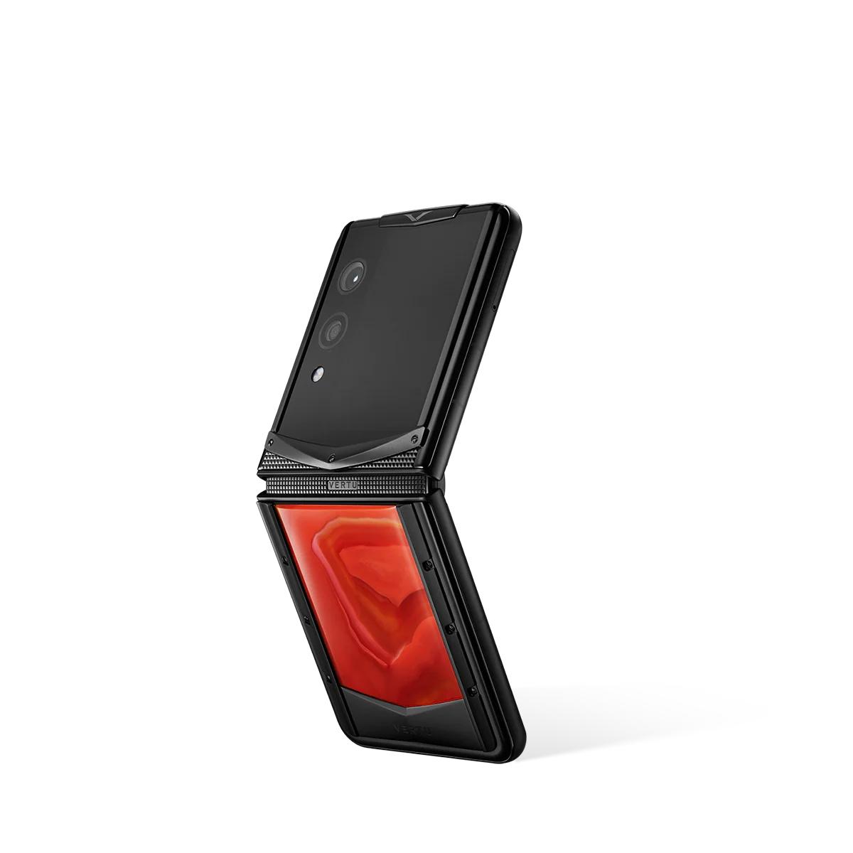 A VERTU phone presented as a luxury accessory, highlighting its design and material quality.