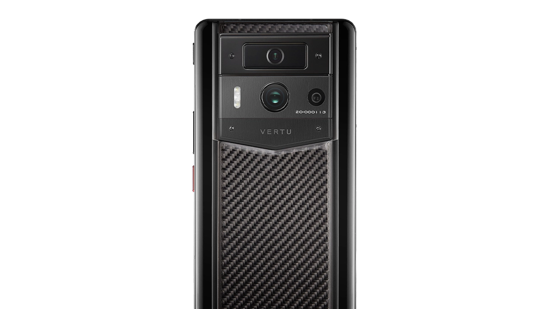Official VERTU METAVERTU MAX product image showing the carbon-fibre back and black camera plate.