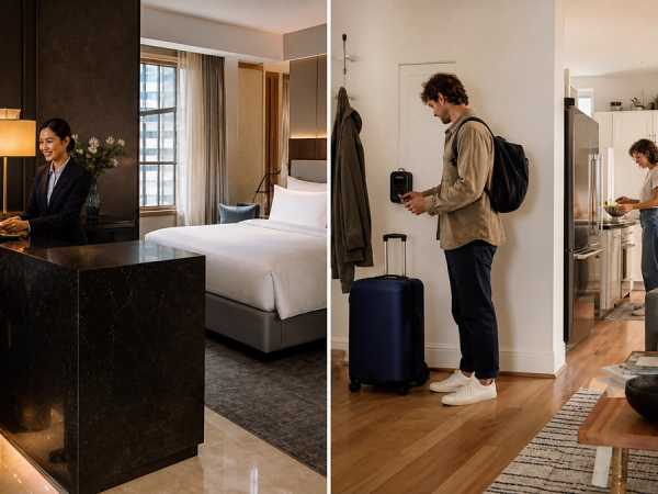 Hotel vs Airbnb shown in a practical side-by-side comparison
