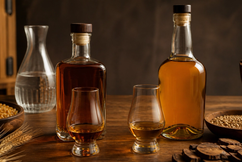 Bourbon vs Scotch shown as a practical side-by-side comparison