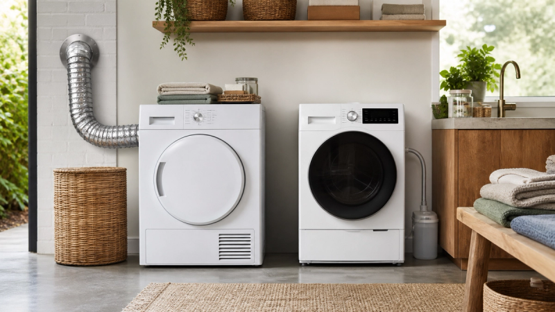 Vented vs Heat-Pump Dryer shown as a practical side-by-side comparison
