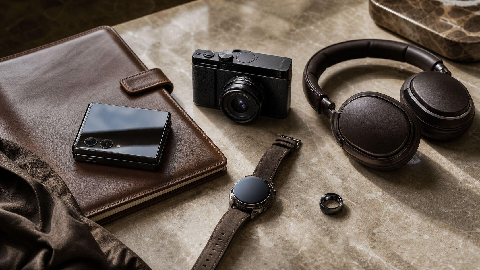 Luxury technology shortlist including a foldable phone camera headphones watch and smart ring