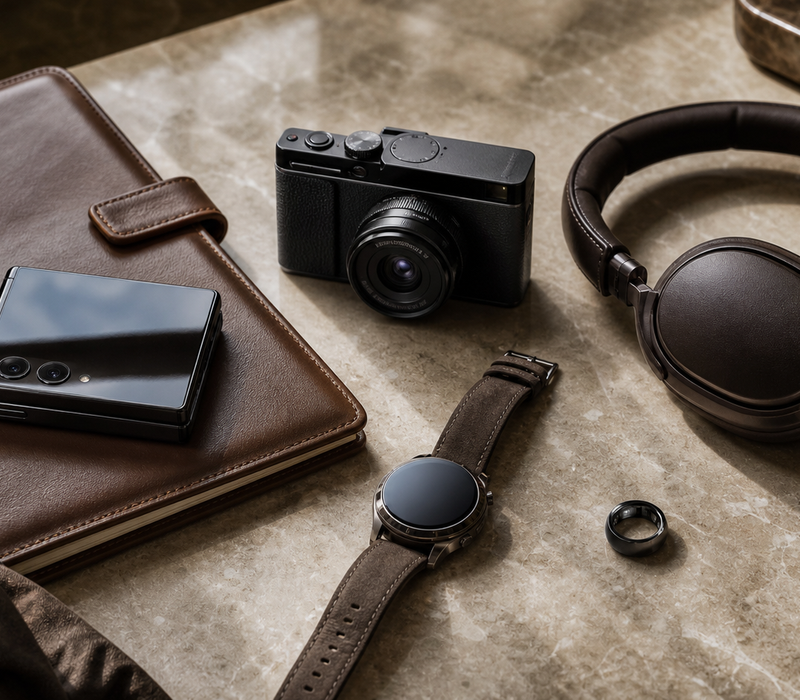 Luxury technology shortlist including a foldable phone camera headphones watch and smart ring
