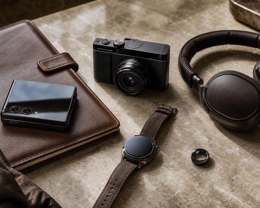 Luxury technology shortlist including a foldable phone camera headphones watch and smart ring