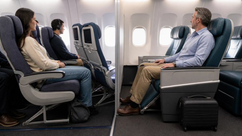 Premium Economy vs Economy shown as a practical comparison