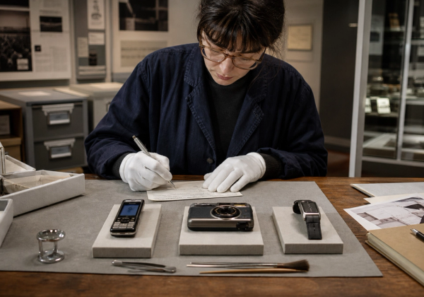 Collector documenting service history and provenance of luxury technology