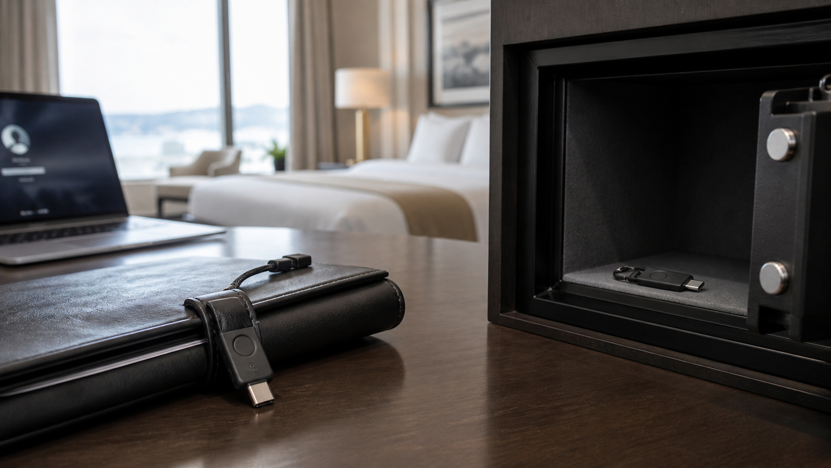 Primary and spare hardware security keys stored in separate travel locations