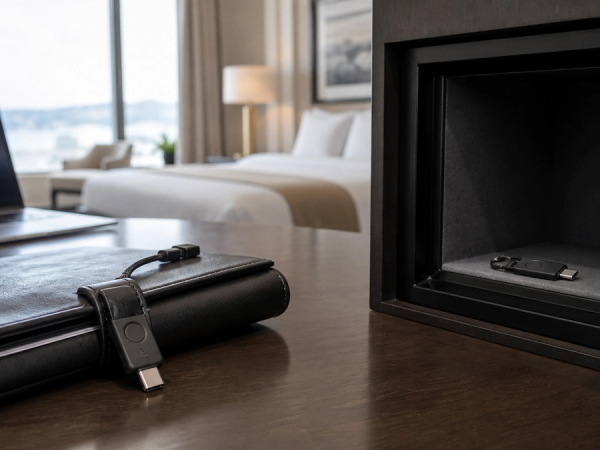 Primary and spare hardware security keys stored in separate travel locations