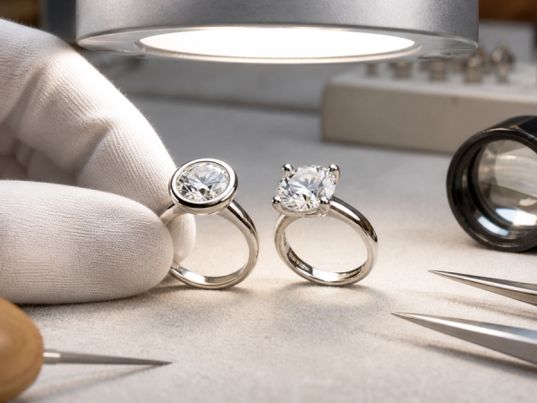 Bezel vs Prong Setting shown as a practical comparison