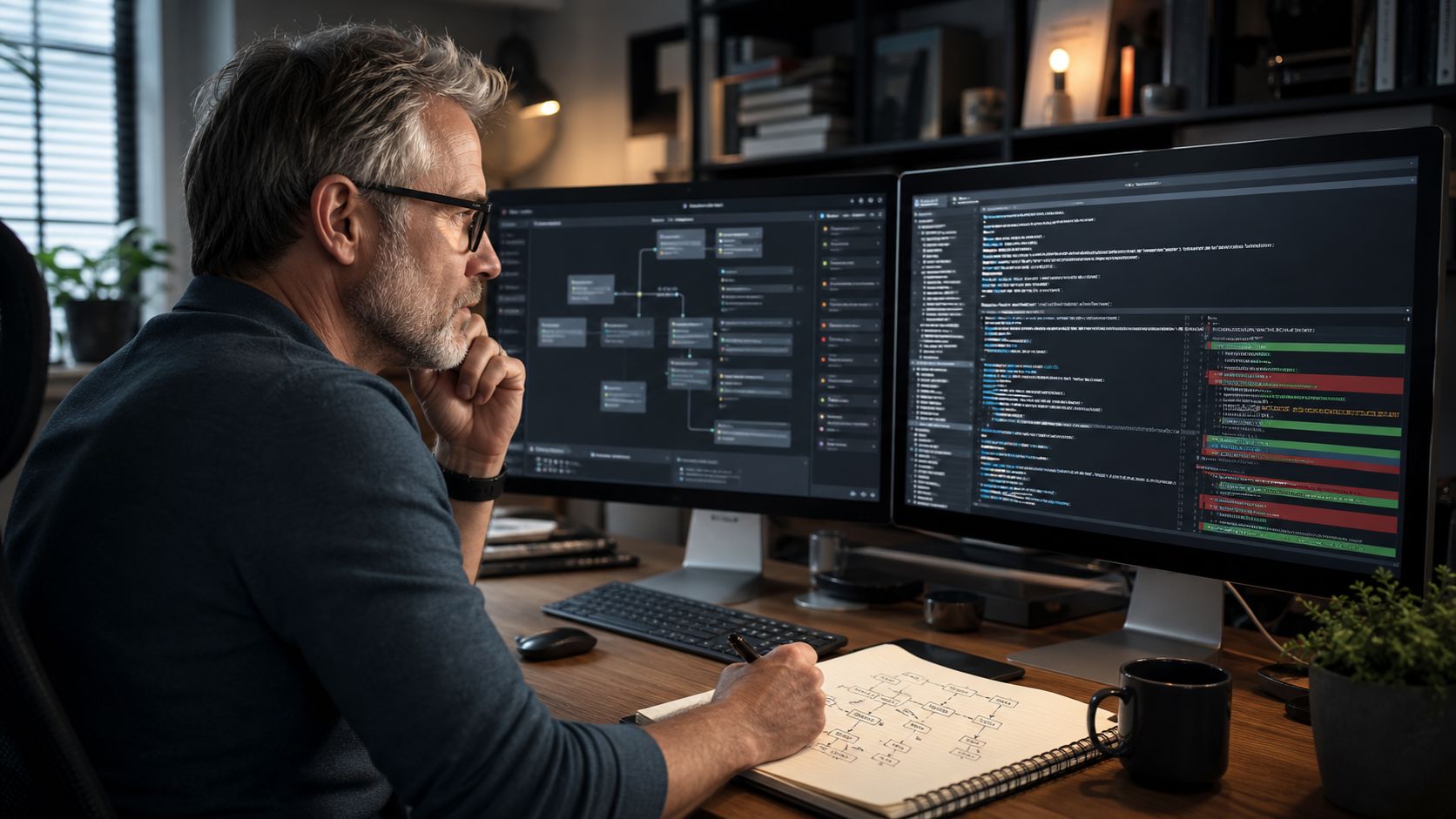 Developer comparing parallel terminal-agent workflows and a decision map
