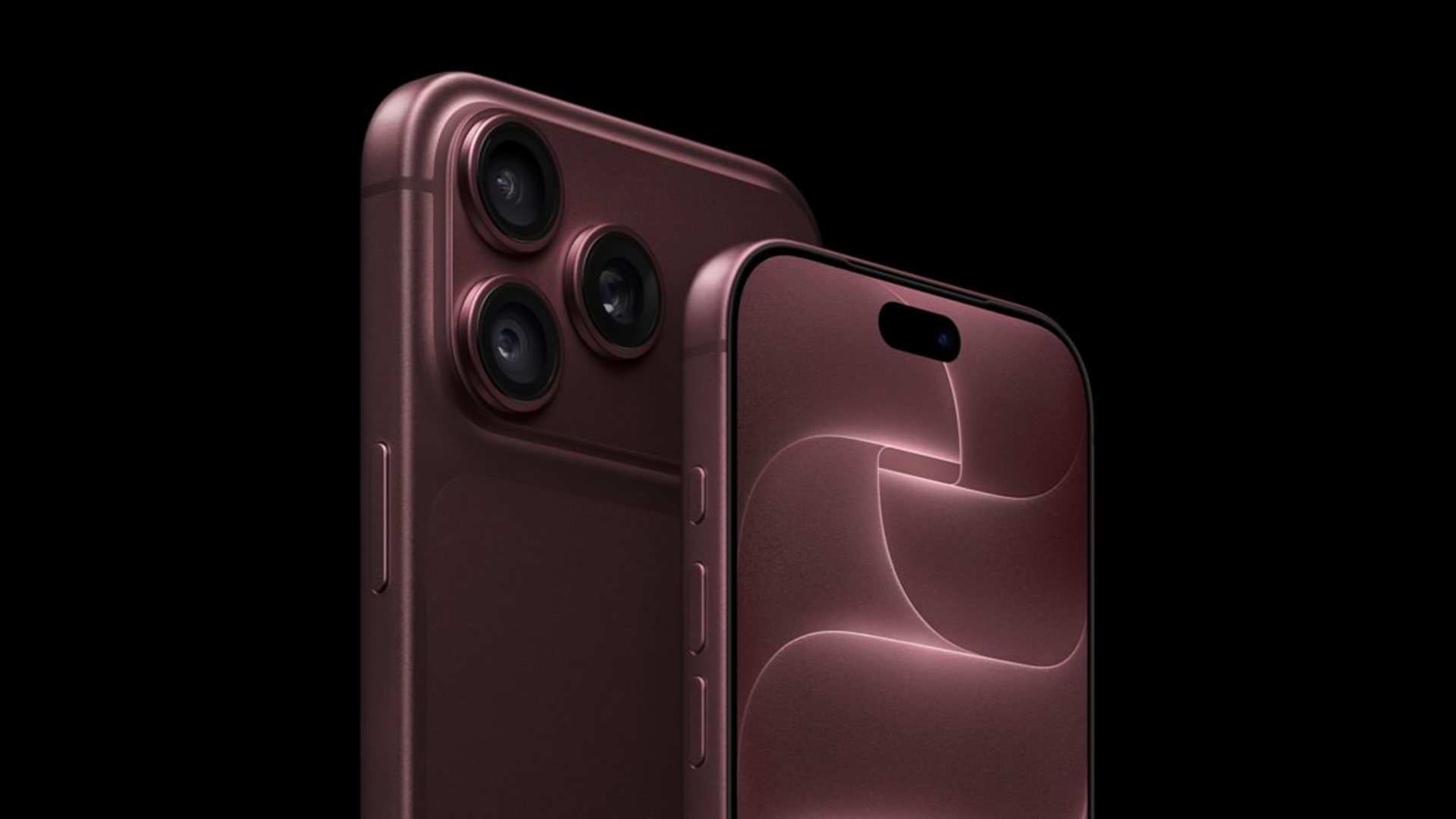 Official Apple product image showing the iPhone 18 Pro and iPhone 18 Pro Max in burgundy.