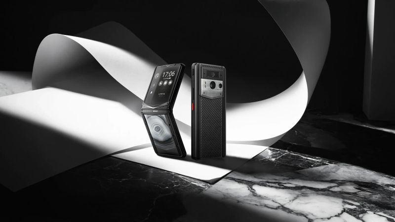 A close-up of the intricate design and premium materials of a luxury smartphone.