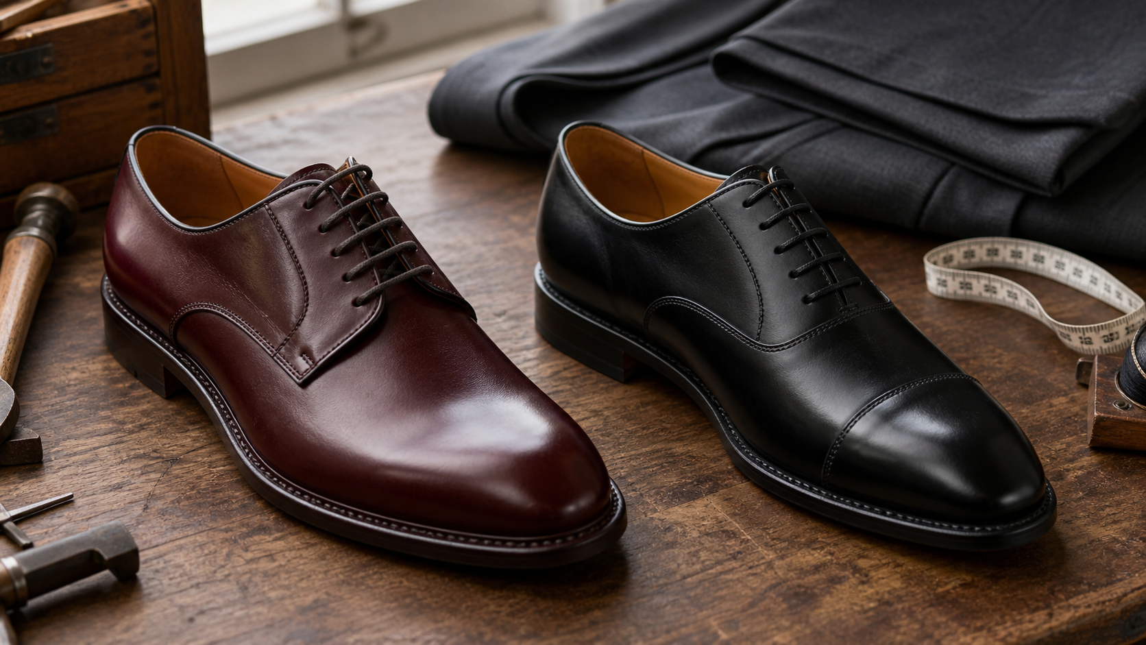 Derby vs Oxford Shoes shown in a practical side-by-side comparison