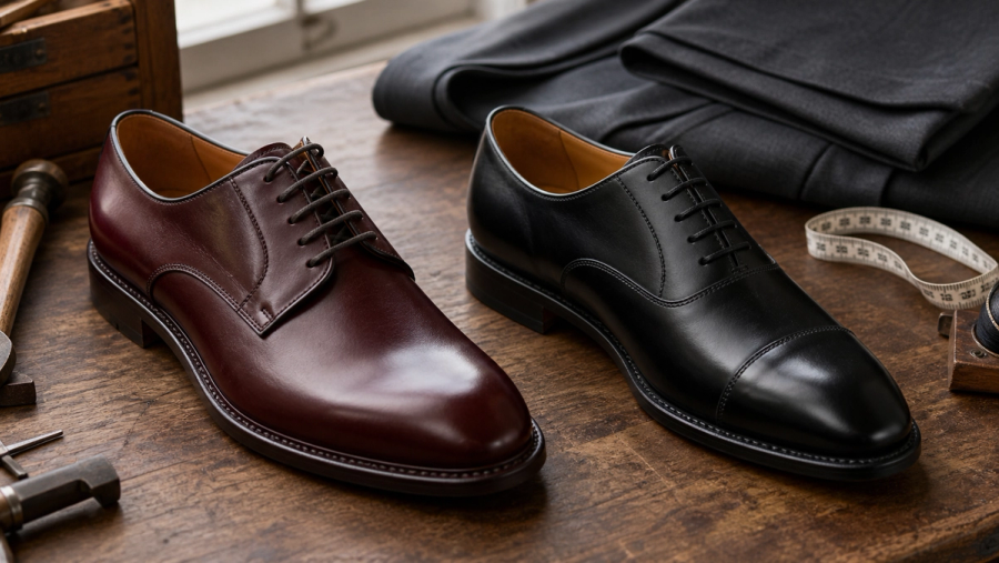 Derby vs Oxford Shoes shown in a practical side-by-side comparison