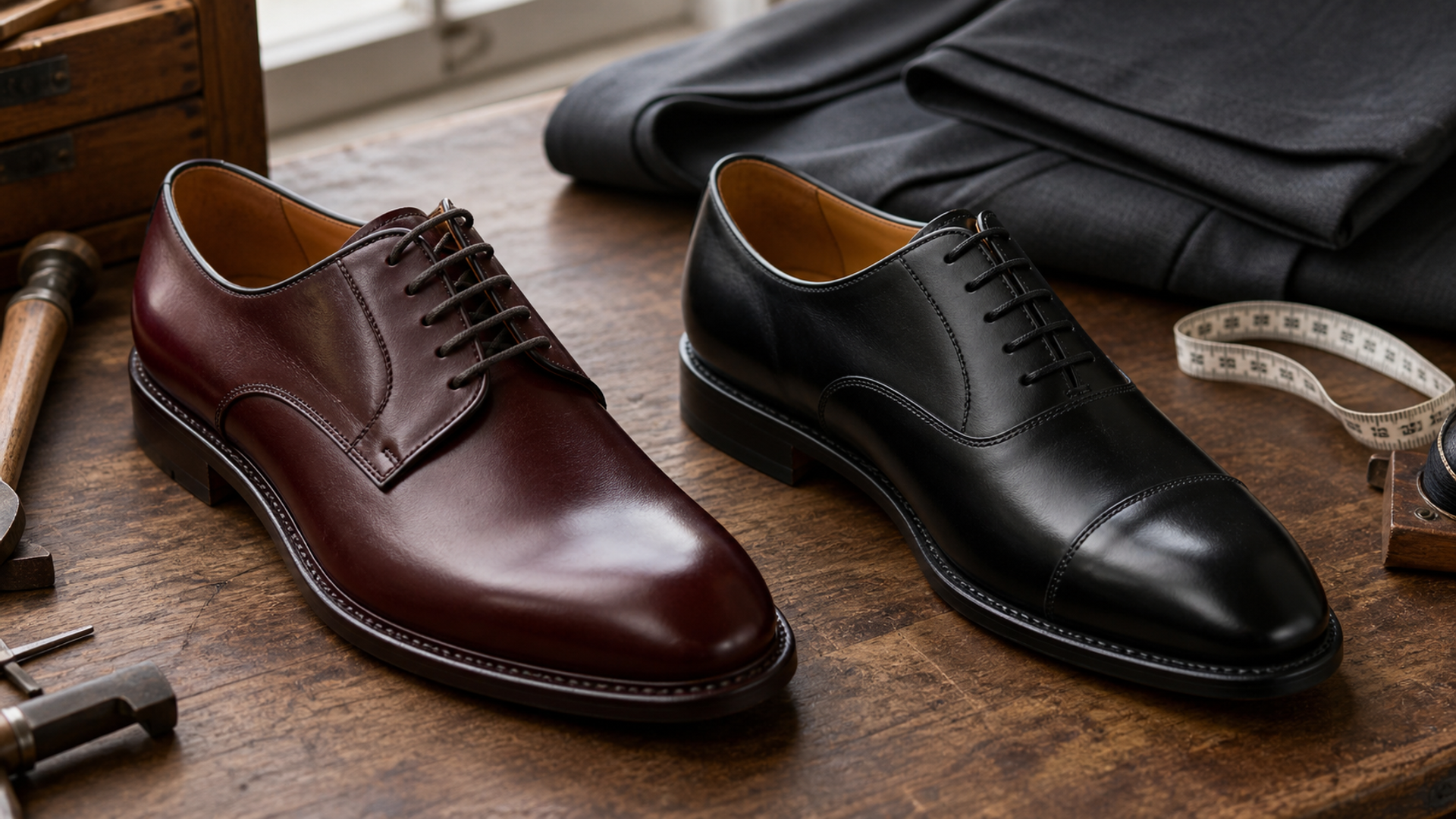 Derby vs Oxford Shoes shown in a practical side-by-side comparison